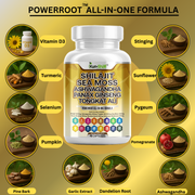 Kun Shafi Shilajit Sea Moss Ashwagandha Capsules – Panax Ginseng & Tongkat Ali Energy & Vitality Supplement (90 Capsules)